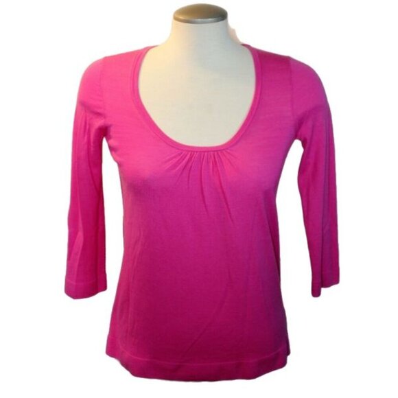 J Crew Womens Merino Wool Pink Thin Knit Sweater Base Layer XS Soft Lightweight - Picture 1 of 6